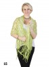 Sequined Flower Mesh Scarf W/ Fringe